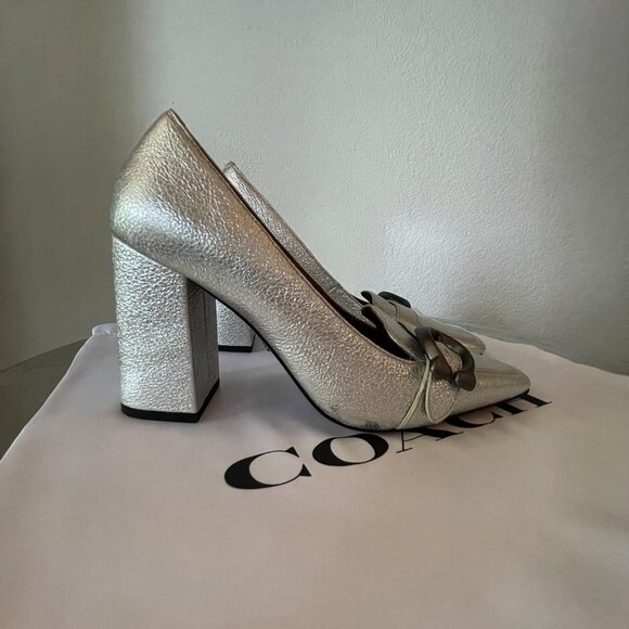 COACH Metallic Silver Elegant Jade Pump Size 7 - Picture 3 of 12